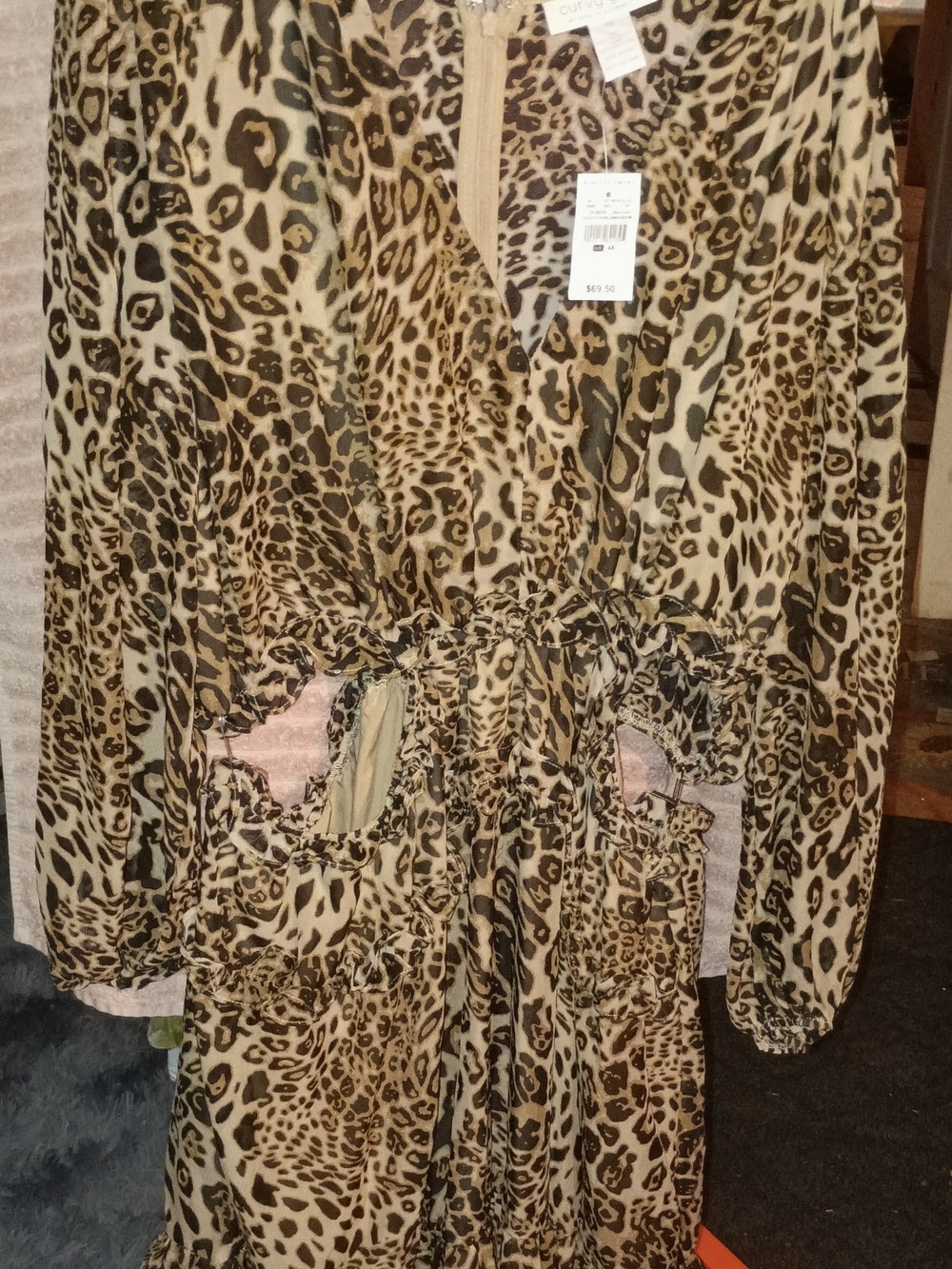Ashley Stewart Brown and Black Leopard Print Dress